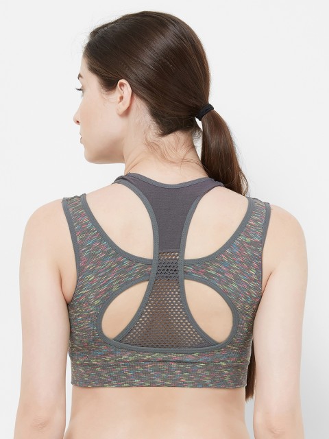 

FashionRack Grey Self Design Non-Wired Non Padded Sports Bra 2605