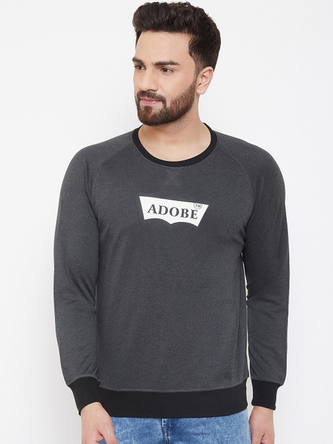 

Adobe Men Charcoal Grey Printed Sweatshirt