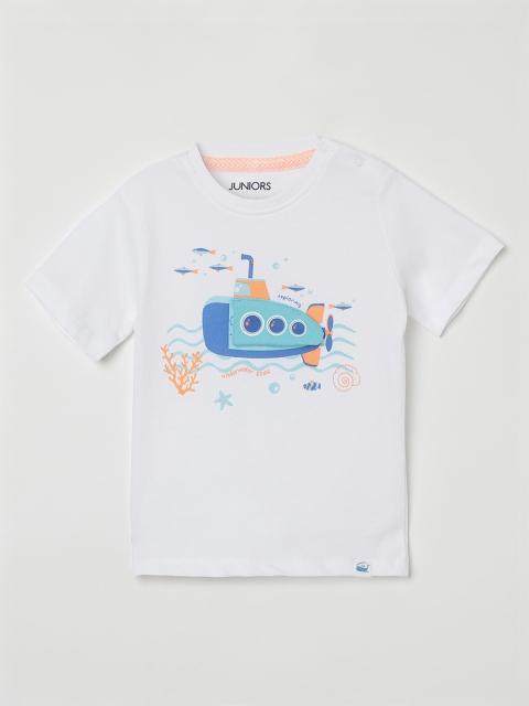 

Juniors by Lifestyle Boys White Printed Round Neck T-shirt