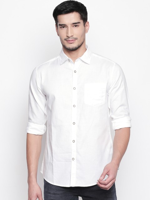 

BYFORD by Pantaloons Men White Slim Fit Solid Twill Casual Shirt