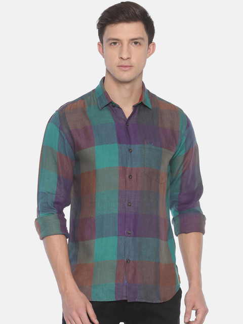 

Linen Club Men Multicoloured Regular Fit Checked Casual Linen Shirt, Multi