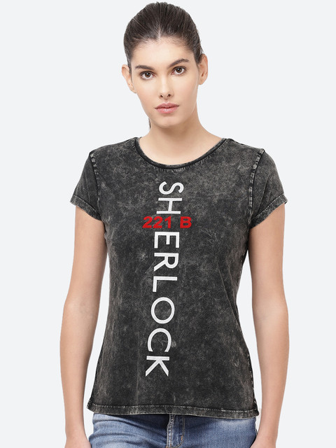 

Free Authority Sherlock Featured Black Tshirt for Women, Charcoal