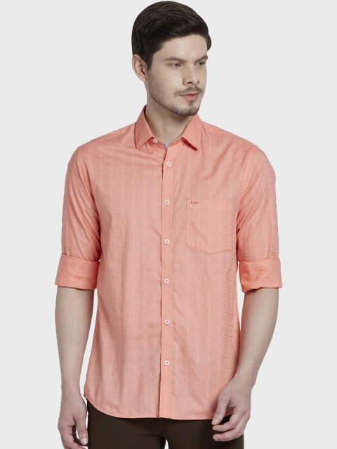 

ColorPlus Men Orange Tailored Fit Checked Casual Shirt