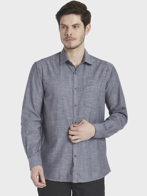 

ColorPlus Men Grey Tailored Fit Self Design Casual Shirt