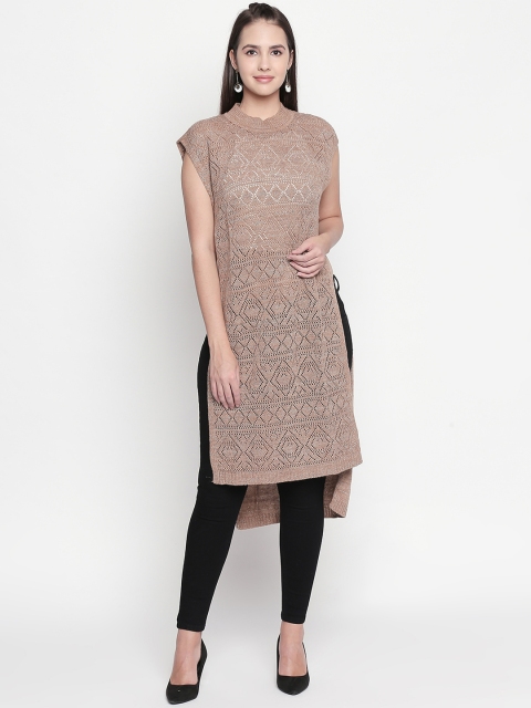 

RANGMANCH BY PANTALOONS Women Beige Woven Design Straight Kurta