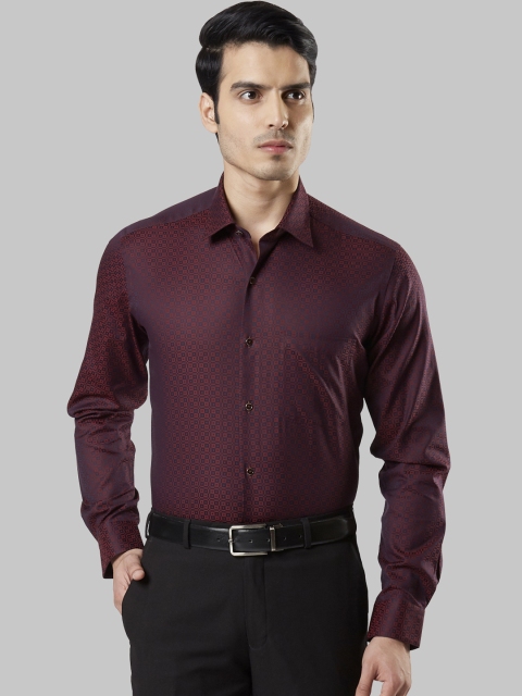 

Raymond Men Maroon Regular Fit Self Design Formal Shirt