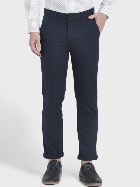 

ColorPlus Men Navy Blue Tapered Fit Solid Regular Trousers