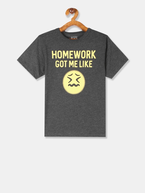 The Childrens Place Boys Grey Printed Round Neck T-shirt