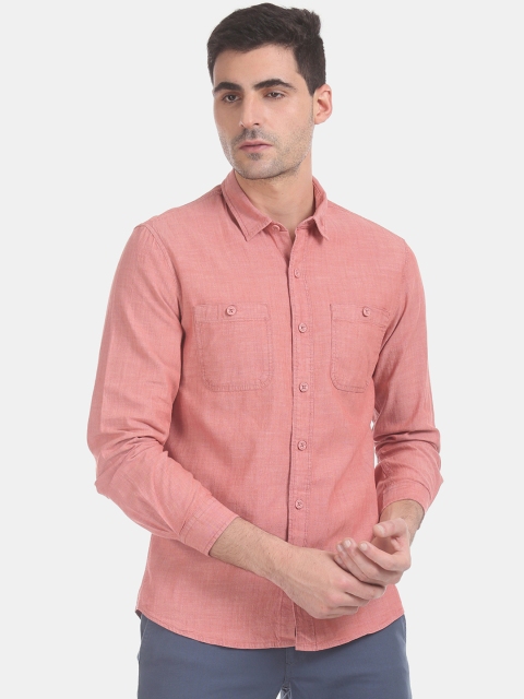 

Cherokee Men Pink Regular Fit Solid Casual Denim Shirt