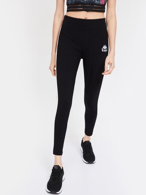

Kappa Women Black & White Colourblocked Tights