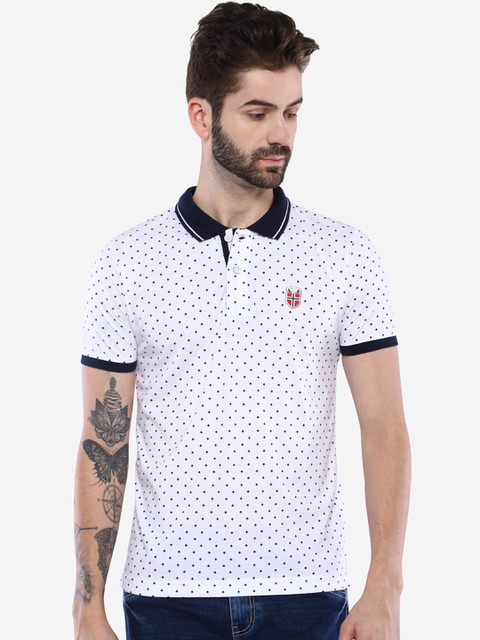 

Duke Men White Printed Polo Collar T-shirt