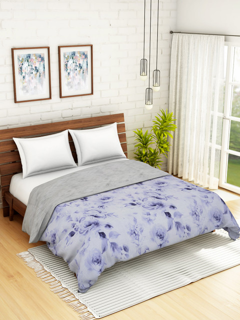 

WELHOME Blue Floral AC Room 110 GSM Double Bed Quilt