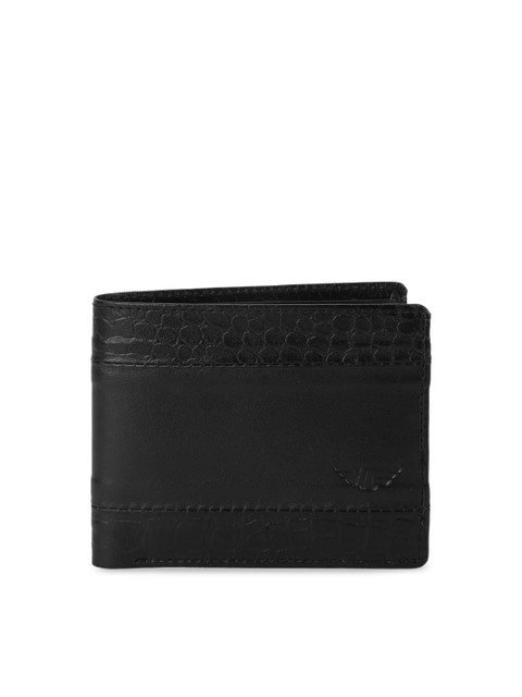 

Red Tape Men Black Textured Two Fold Wallet