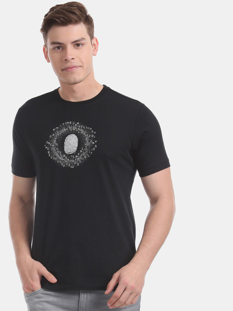 

Colt Men Black Printed Round Neck Pure Cotton T-shirt