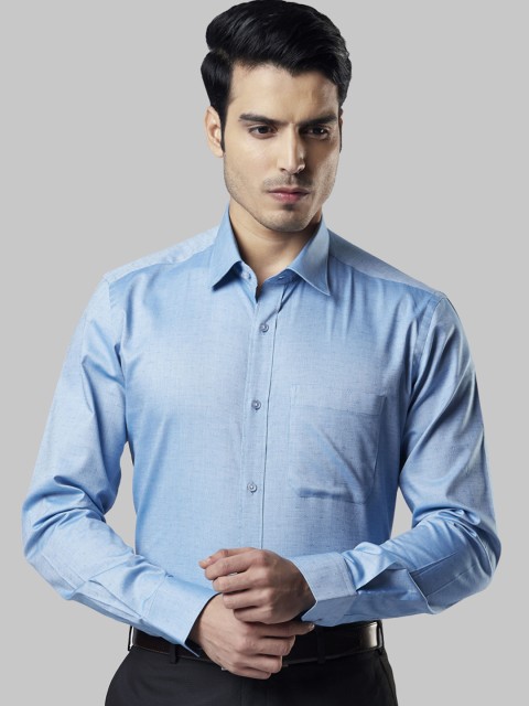 

Raymond Men Blue Regular Fit Self Design Formal Shirt