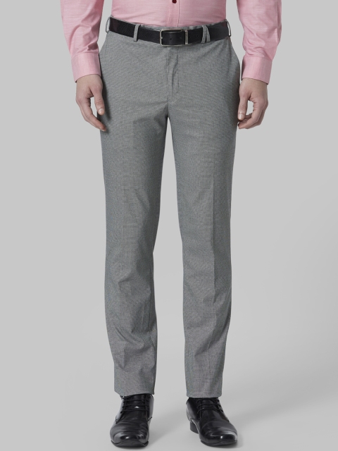 

Park Avenue Men Grey Slim Fit Self Design Formal Trousers