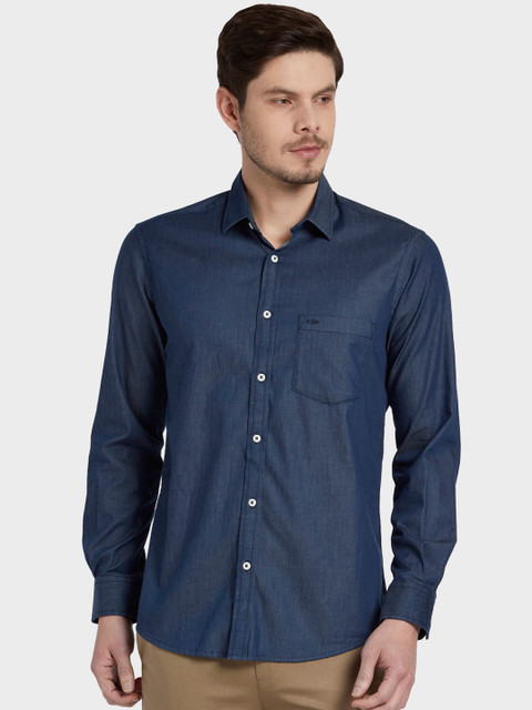 

ColorPlus Men Navy Blue Tailored Fit Solid Casual Shirt