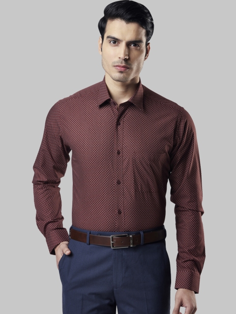 

Raymond Men Rust Brown & White Slim Fit Printed Formal Shirt