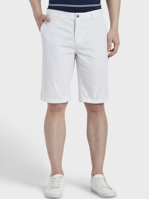 

ColorPlus Men White & Blue Printed Regular Fit Regular Shorts
