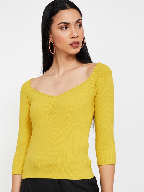 

Ginger by Lifestyle Women Yellow Solid Top