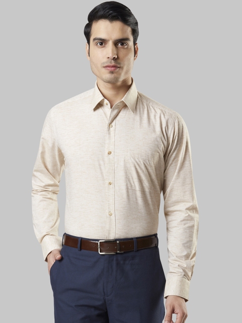 

Raymond Men Beige Regular Fit Self Design Formal Shirt