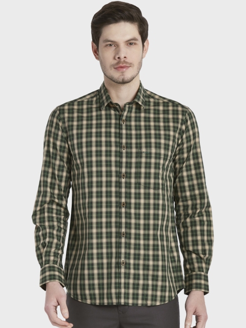 

ColorPlus Men Green & Beige Tailored Fit Checked Casual Shirt