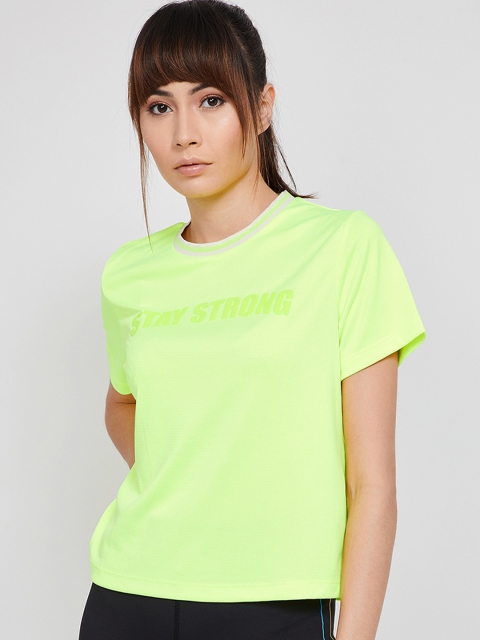 

Kappa Women Fluorescent Green Solid Round Neck T-shirt