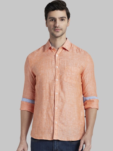 

Parx Men Orange Slim Fit Solid Casual Shirt