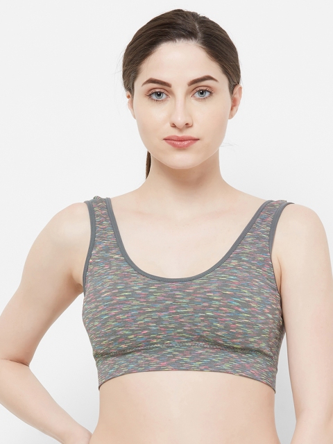 

FashionRack Grey Self Design Non-Wired Non Padded Sports Bra 2602