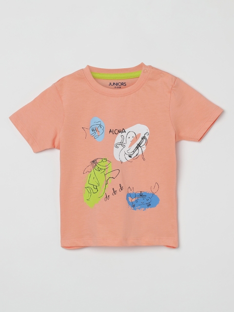 

Juniors by Lifestyle Boys Orange Printed Round Neck T-shirt
