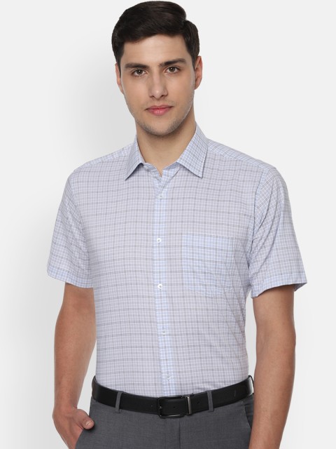 

Van Heusen Men Blue & Black Regular Fit Checked Formal Shirt