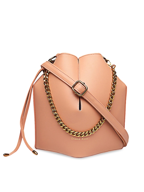 

Diana Korr Peach-Coloured Solid Handheld Bag