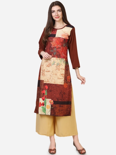 

Florence Women Brown & Beige Printed Kurti with Palazzos