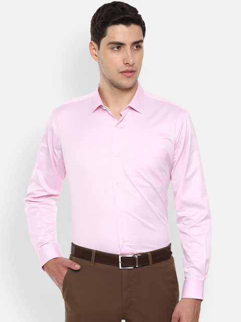 

Van Heusen Men Pink Regular Fit Self Design Formal Shirt