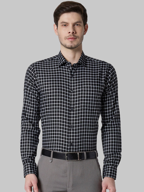

Park Avenue Men Black & White Slim Fit Checked Formal Shirt