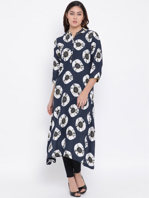 

Crimsoune Club Women Blue Printed A-Line Kurta