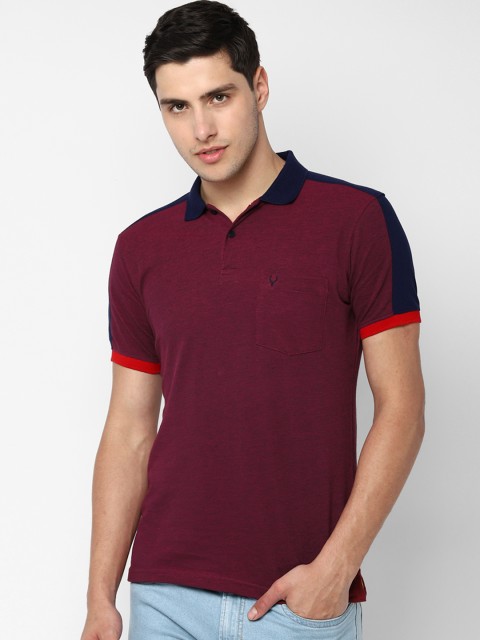

Allen Solly Men Maroon Solid Polo Collar T-shirt