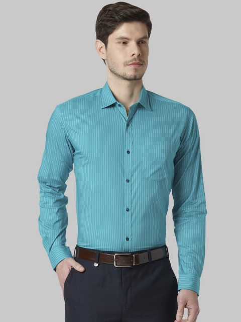 

Park Avenue Men Green Slim Fit Striped Formal Shirt