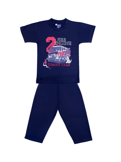 

SWEET ANGEL Boys Navy Blue Printed Night suit