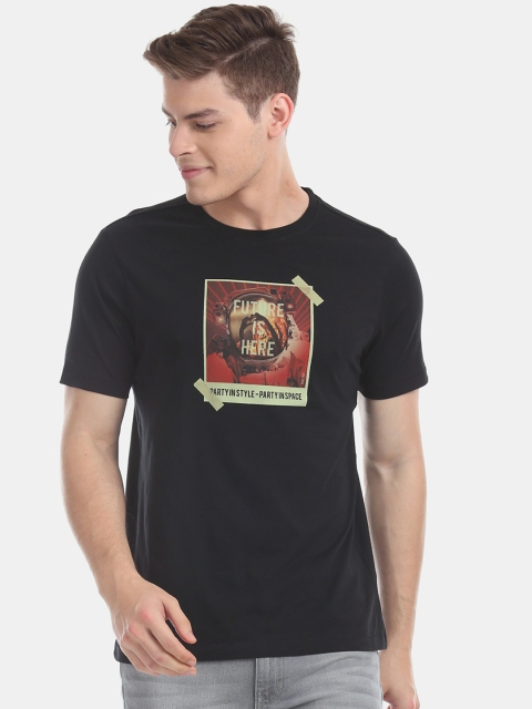 

Colt Men Black Printed Round Neck Pure Cotton T-shirt