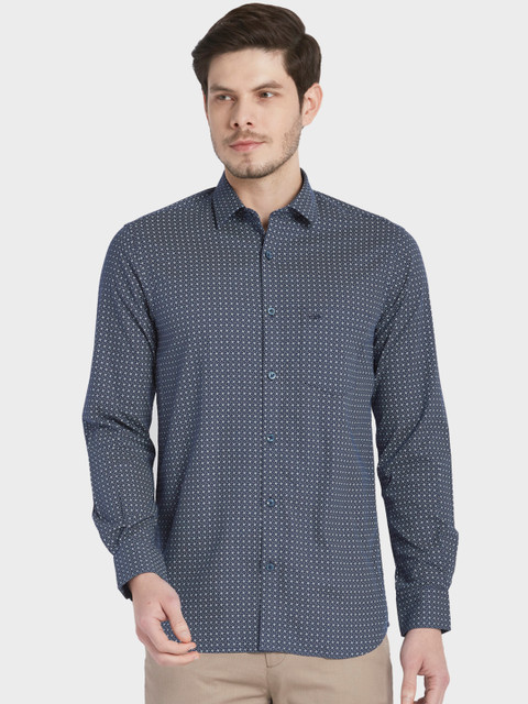 

ColorPlus Men Blue Tailored Fit Printed Casual Shirt