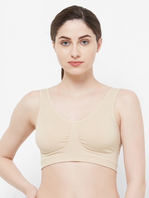 

FashionRack Beige Solid Non-Wired Non Padded Sports Bra 13048