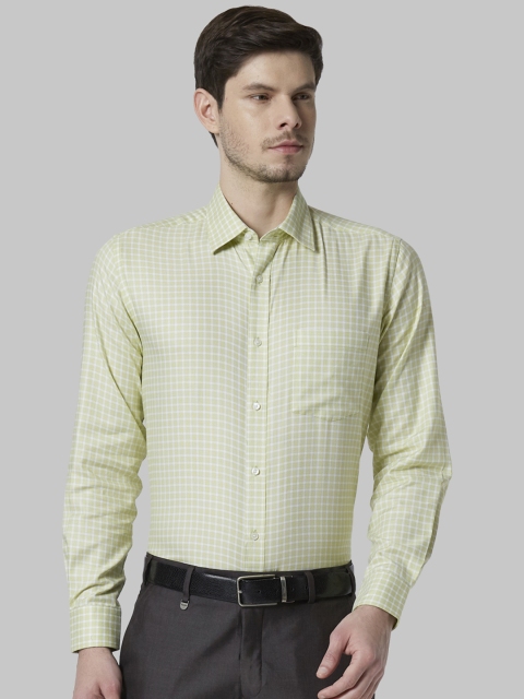 

Park Avenue Men Lime Green Slim Fit Checked Formal Shirt
