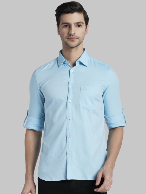

Parx Men Blue Slim Fit Solid Casual Shirt