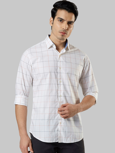 

Raymond Men White Slim Fit Checked Casual Shirt