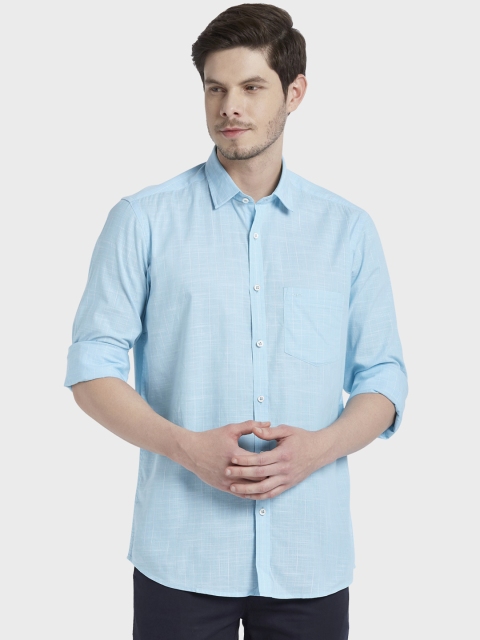 

ColorPlus Men Blue Tailored Fit Checked Casual Shirt