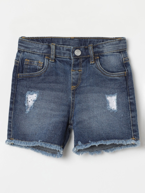 

Juniors by Lifestyle Infant Blue Washed Distressed Regular Fit Denim Shorts