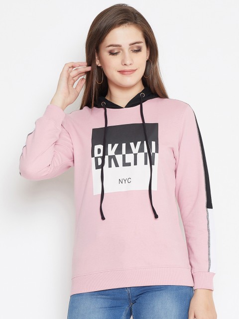 

Austin wood Women Pink Printed Hooded Sweatshirt