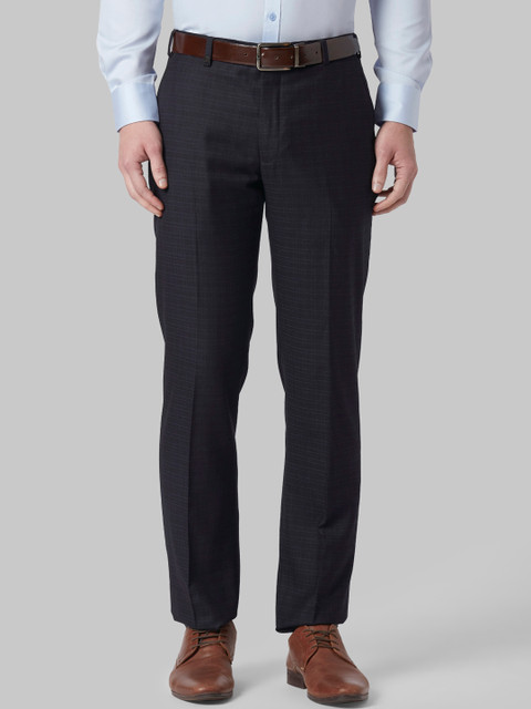 

Park Avenue Men Black Regular Fit Checked Formal Trousers
