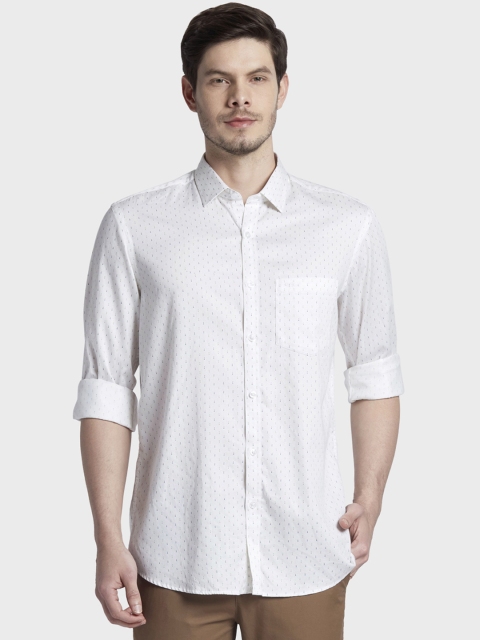 

ColorPlus Men White & Blue Tailored Fit Printed Casual Shirt